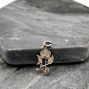 Sterling Silver 925 Gorgeous Rose Charm / Pendant for Necklace Flower Charm